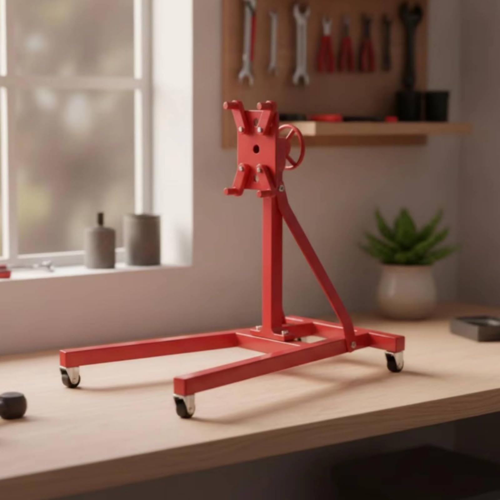 Colcolo Banco Supporto Base a Telaio in Alluminio Pressofuso per Riparazione E Presentazione Adatto per Collezionisti E Amanti del Fai da Te, Rosso