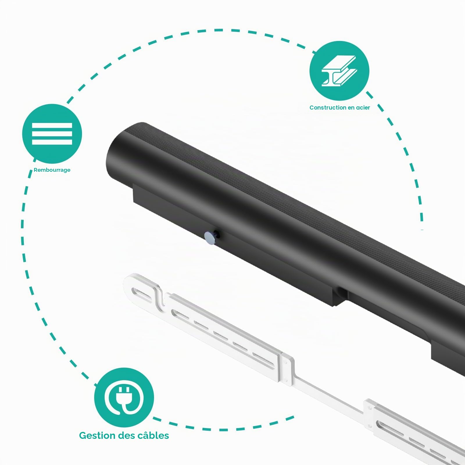 WALI Support mural pour barre de son, conçu pour Sonos Arc, support de barre de son à profil bas sous TV avec kit de matériel, facile à installer (SON003-W), blanc