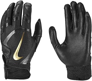 Nike Huarache Elite Adult Batting Gloves - Sheepskin Leather - 1 Pair (Black/Gold, Large)
