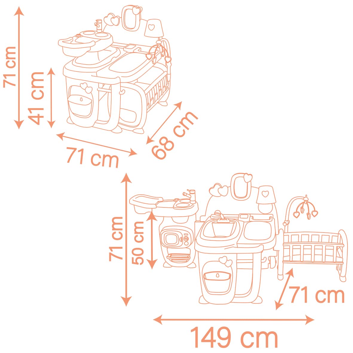 Smoby - Baby Nurse - Grande Maison des Bébés - pour Poupons Jusqu'à 42 cms - 19 Accessoires - Matière Recyclée - A Partir de 3 Ans - Fabrication Française