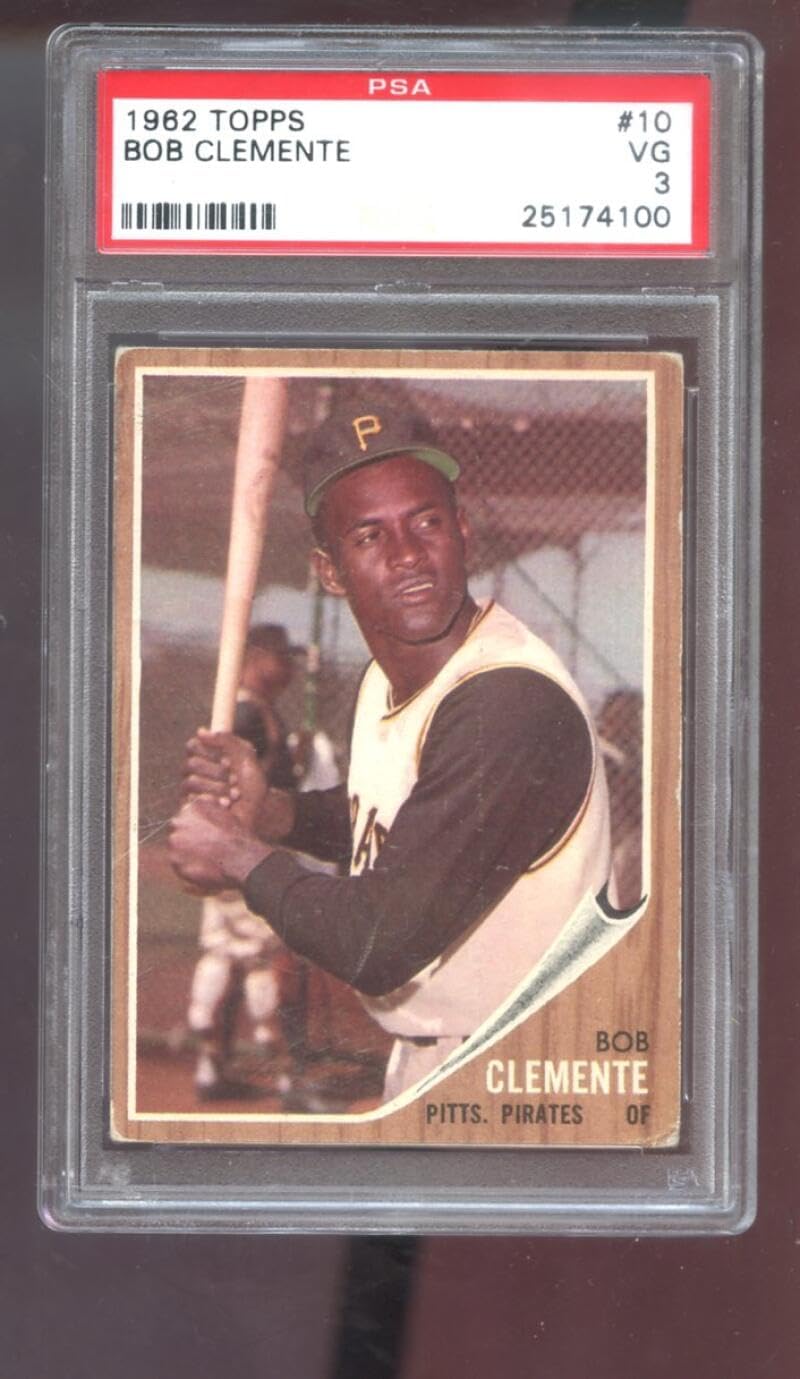 1962 Topps #10 Roberto Clemente Bob Clemente Pirates PSA 3 Graded Baseball Card
