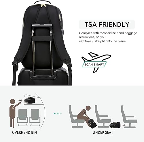 Miniatura 6 de LOVEVOOK Mochila de viaje grande para mujer con compartimento para laptop de 17.3 pulgadas, mochila de mano para computadora de negocios, mochila de