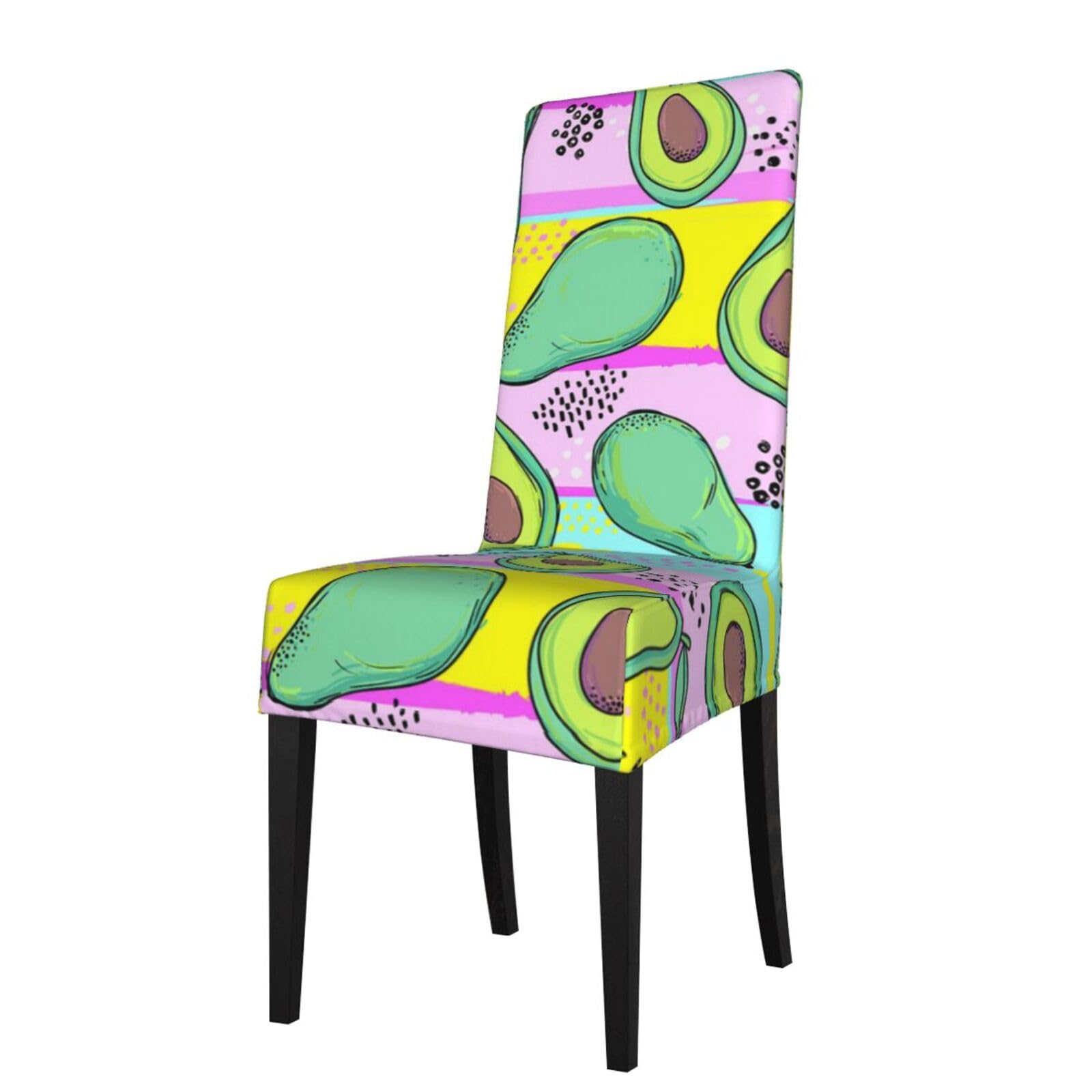 LKYMOH Colorful Hand Drawing Avocado, Chair Covers Stretch Chair Slipcovers for Dining Room, for Party Pet Protection Universal Fit Soft Polyester