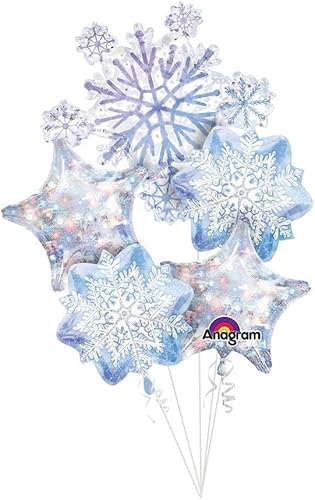 Ramo de globos de copos de nieve brillantes