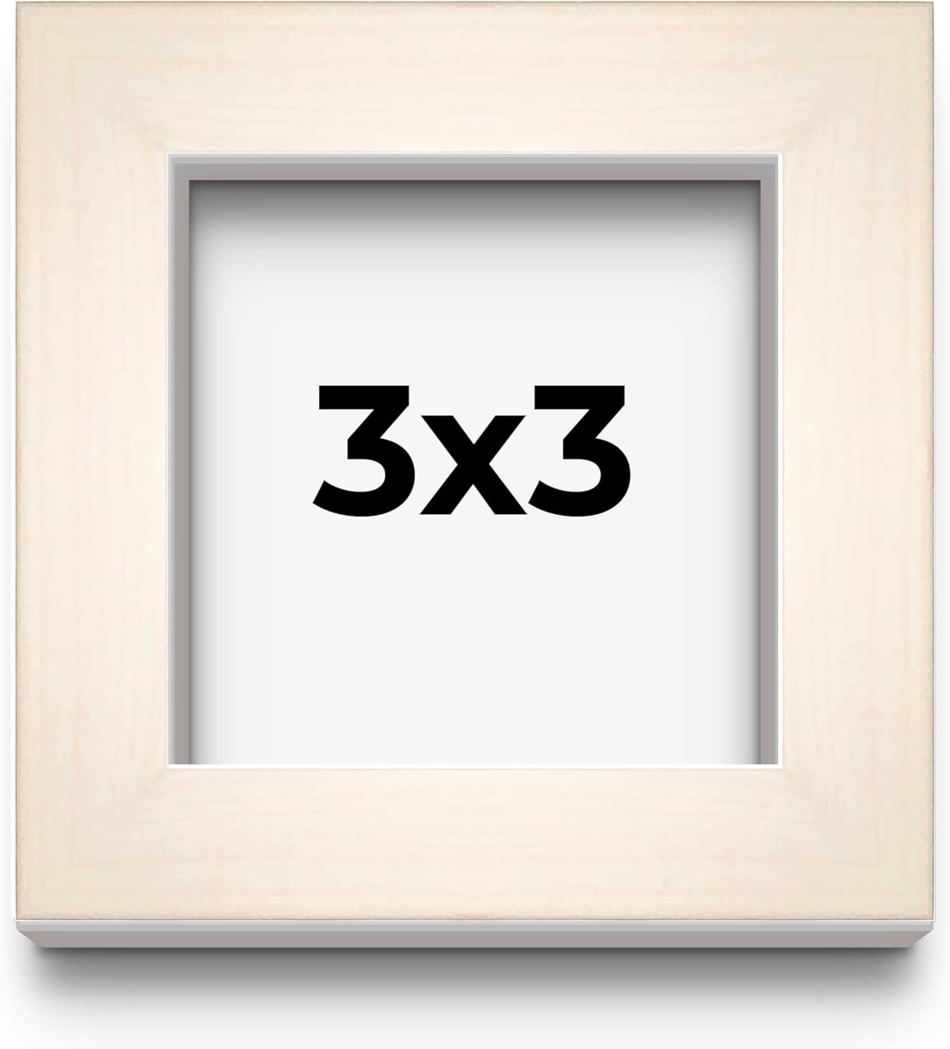 3x3 Frame White Wheat Solid Wood Picture Frame | Moulding Width 0.75 Inches | Interior Depth 0.5 Inches | Light Wood Traditional Photo Frame Complete with UV Acrylic, Foam Backing & Hanging Hardware