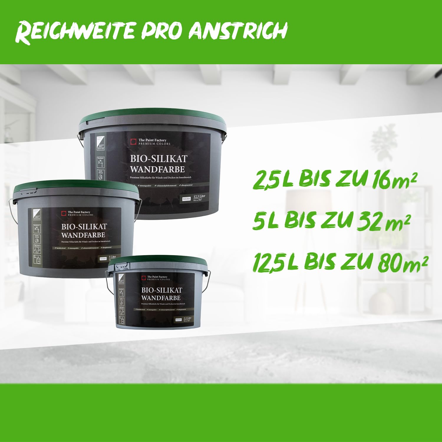 The Paint Factory Bio-Silikat Innenfarbe 5L weiss, Wandfarbe, Silikatfarbe innen, für Allergiker empfohlen