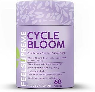Cycle Bloom Food Supplement - Women's Monthly Cycle & Hormonal Balance - Energy & Fatigue Support, Mood & Emotional Wellbeing Support - Vegan Friendly - 60 Capsules