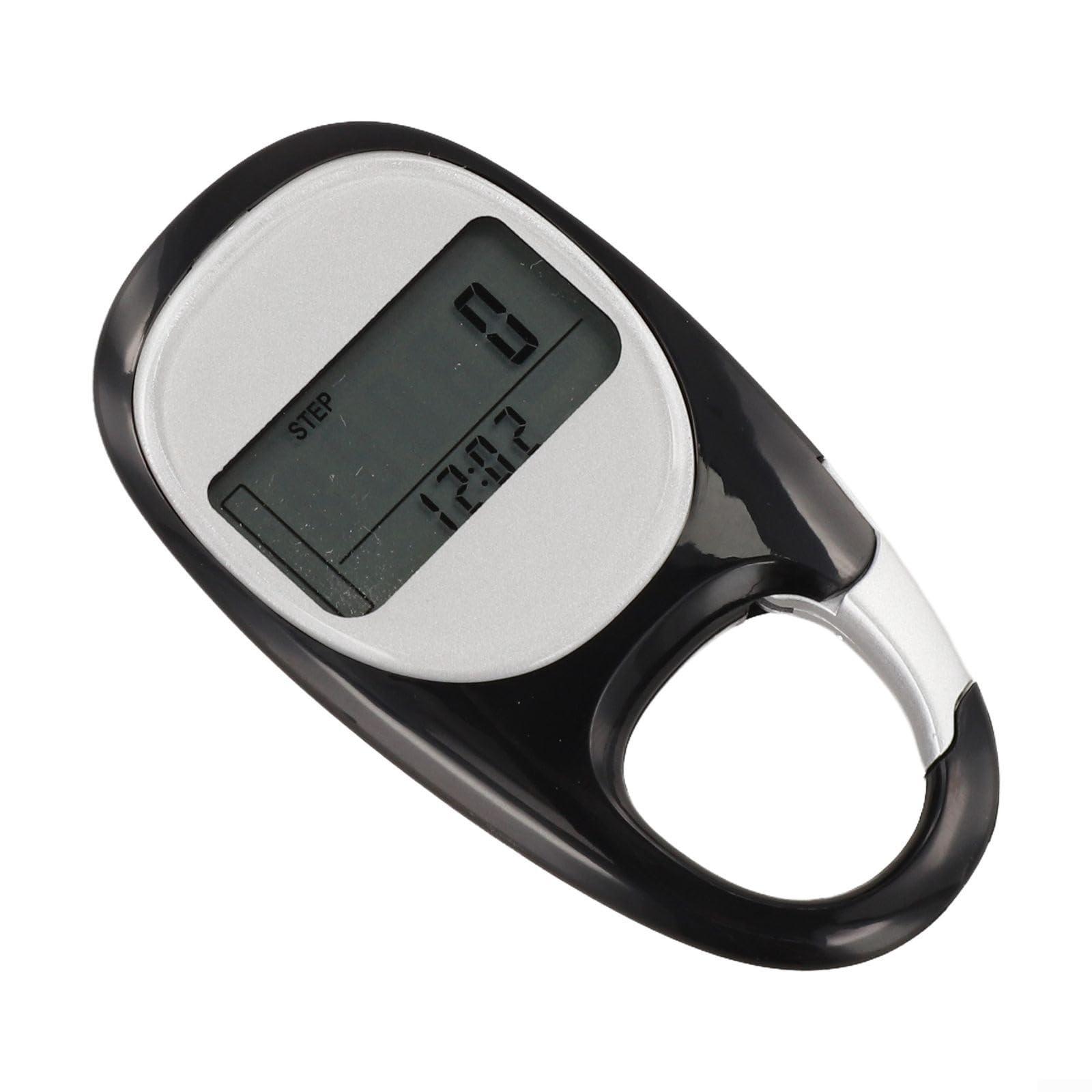 Walking Step Counter 3D Pedometer for Daily Activity Tracking - Precise Digital Sports Monitor with Big Screen - Easy Use Fitness Gadget for Men Women - Belt Clip Necklace - White 8x4cm(Black)