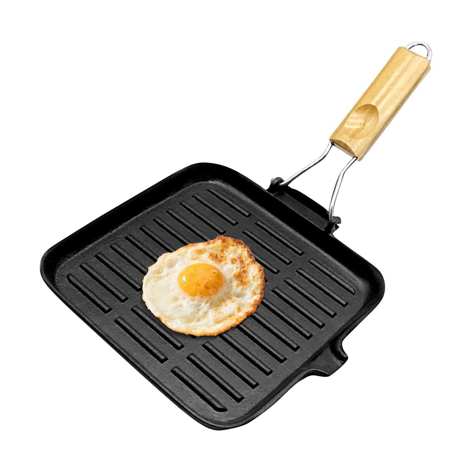 Patelnia Żeliwna Powłoka nieprzywierająca, składany uchwyt | Patelnia grillowa do pieczenia Kemping, gotowanie na zewnątrz, smażenie, pieczenie, grillowanie, ognisko