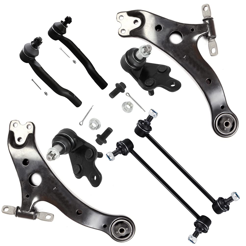 SCITOO 8-PC SET Suspension Kit For Toyota Avalon For Toyota Camry Front Lower Control Arm Front Lower Ball Joint Front Outer Tie Rod End Front Sway Bar End Link
