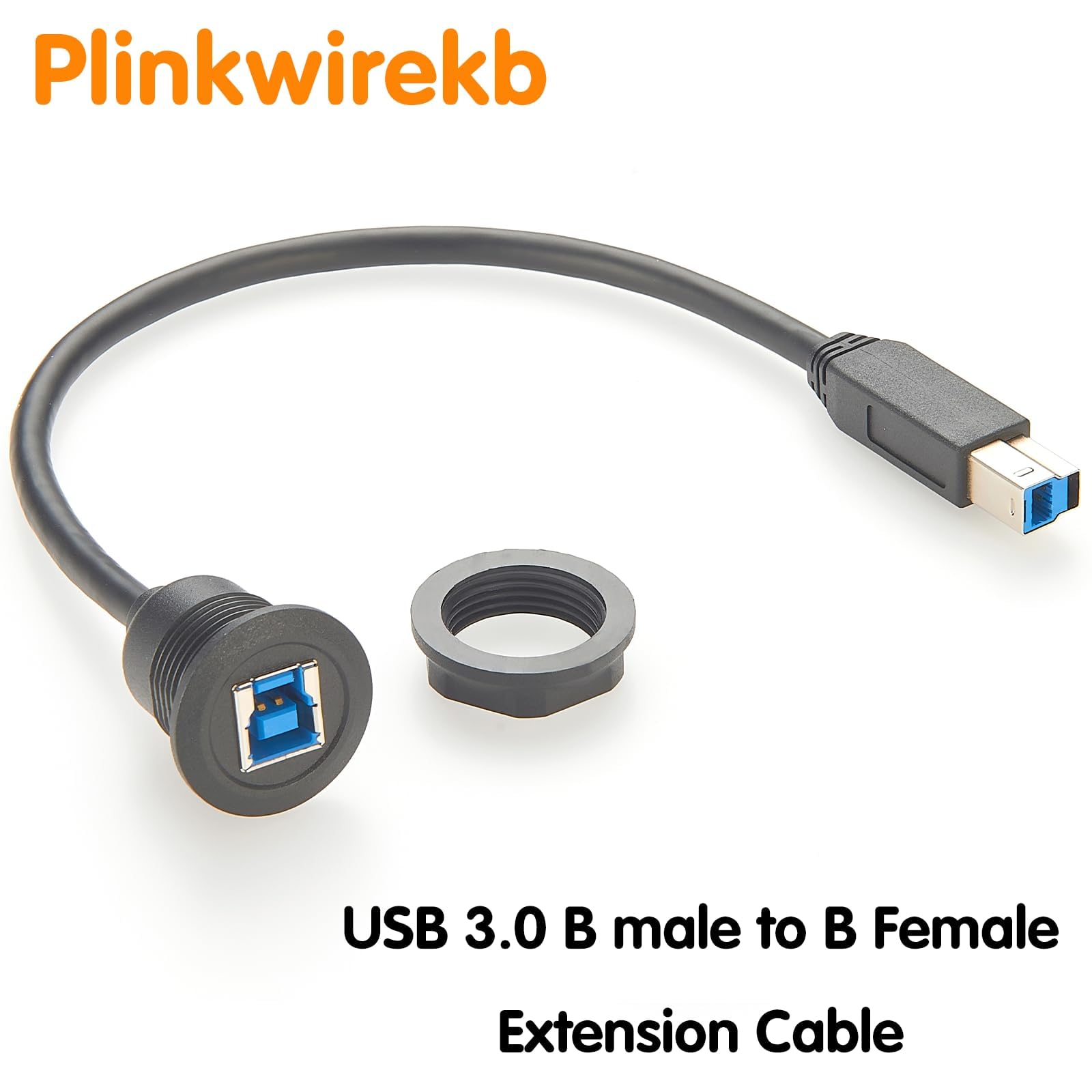 Kabel przedłużający USB 3.0 B na gniazdo B, okrągły kabel montażowy do skanera drukarki, 5 sztuk