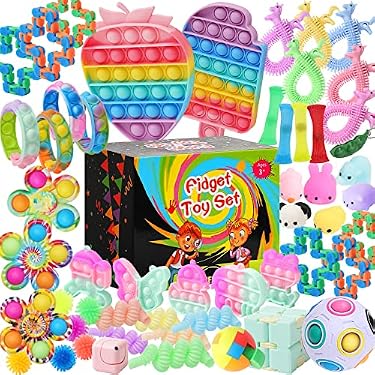 AMAZON - HIFEILI&SKY Fidget Toys Pack, Christmas Party Favors for Kids 4-8 8-12, Treasure Chest Classroom Prizes Pinata Stuffer Gifts, Popit Sensory Toys Box for Autistic ADHD Kids Adults (53pcs)