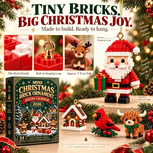 24 Day Mini Christmas Brick Ornament Advent Calendar, 24 Buildable Bricks - image 7