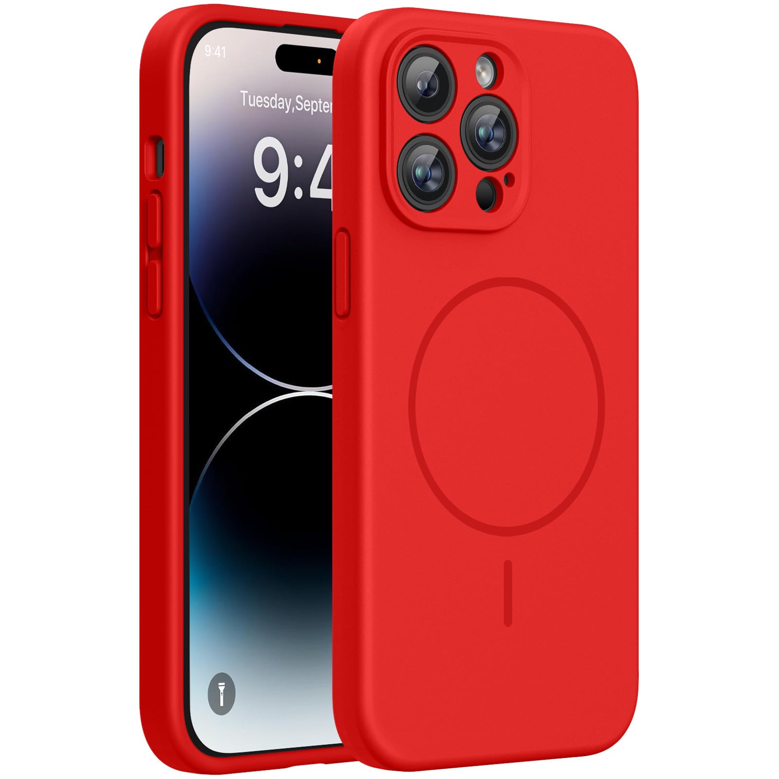 Miracase Silicone &amp; Magnetic for iPhone 14 Pro Case, Red