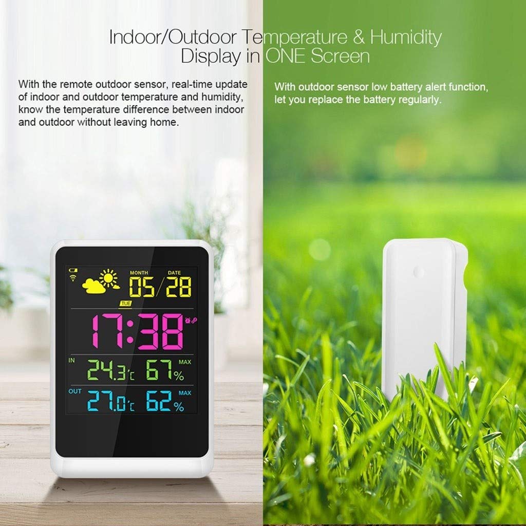 Wireless Termometro elettronico e Multi-Funzione Orologio igrometro Famiglia Camera Orologio con termometro Studio Desk Clock (Size : 1)
