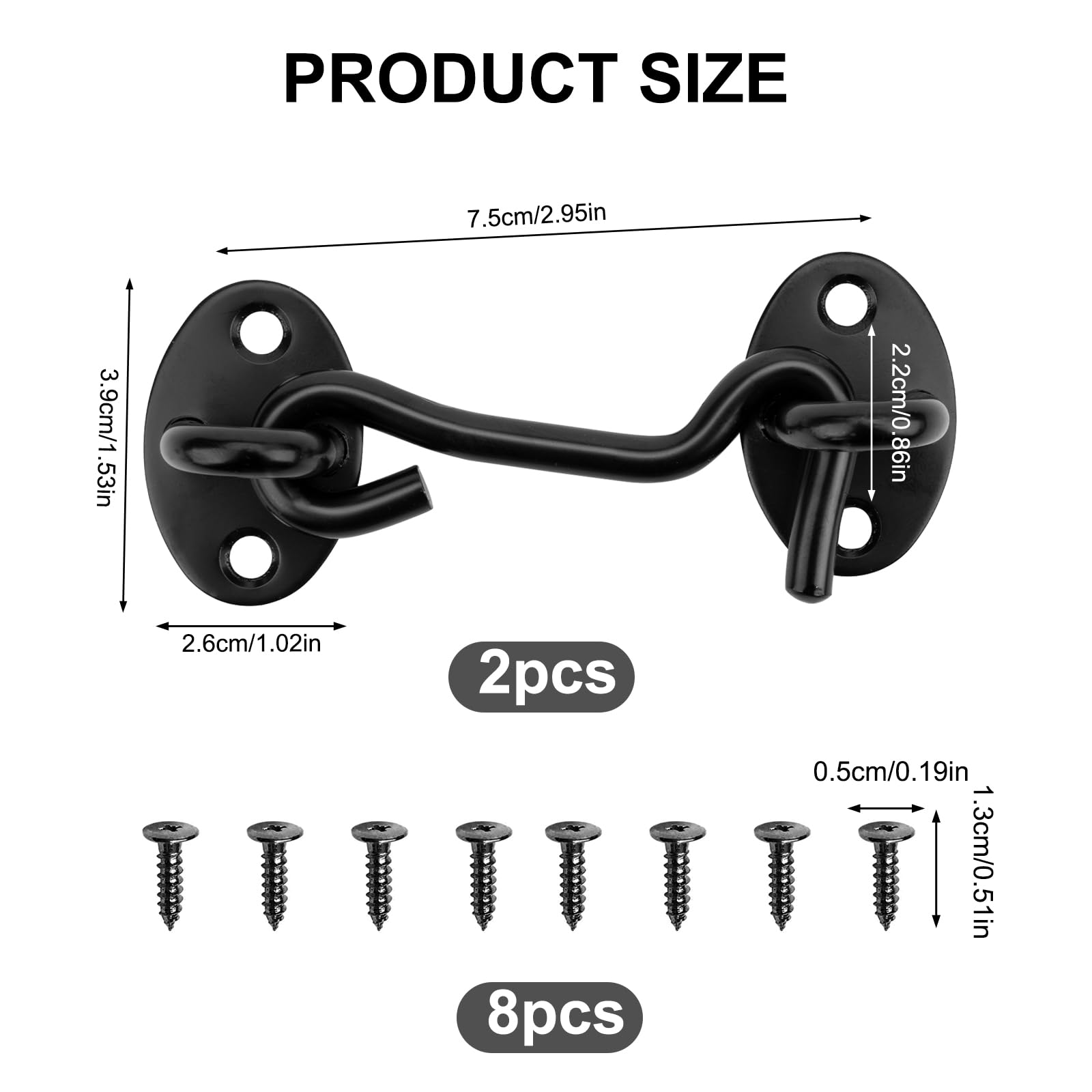 2-Pack 3-Inch Stainless Steel Hook And Eye Latch – Solid Gate Latch With Mounting Screws