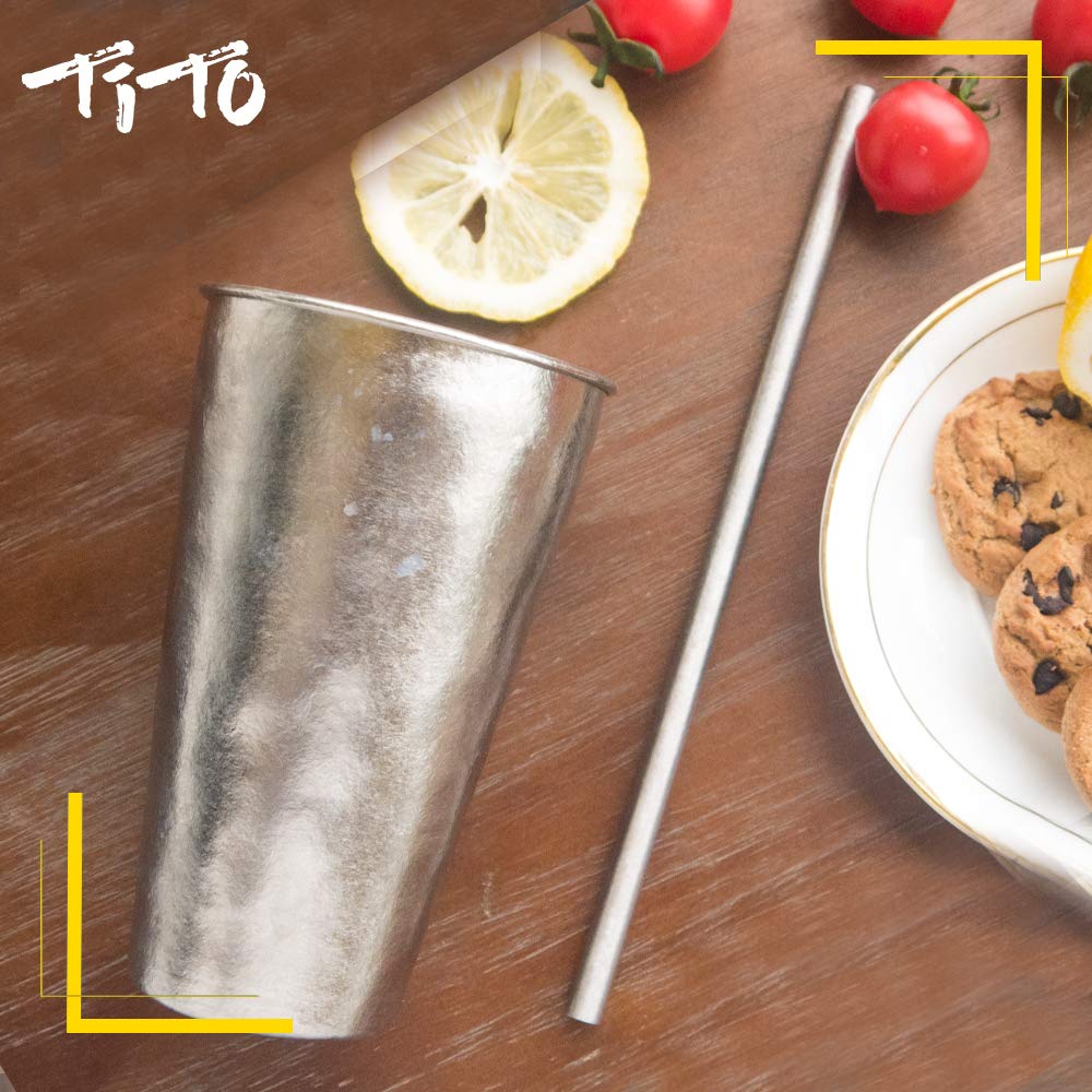 TITO Tragbarer Titanbecher mit Titan-Strohhalm, kleiner Kaffee, Wein, Bier, Trinkbecher für Tee, Wasser, Picknick, Grillen, Reisen, Camping, Wandern, Jagd, 480 ml (bunt)
