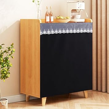 Linen Cabinet Curtains with Adhesive Track for Closet Curtain and Shelf Curtain - No Drill Installation, Dust-Proof Privacy Cover for Open Shelves, Wardrobe, and Kitchen,D,W24in/H35in
