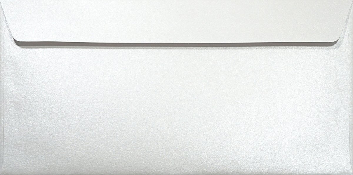 Netuno 25 Long White Pearl envelopes DL 110 x 220 mm 4.33 x 8.66 in 120gsm Majestic Marble White Long Pearlescent Envelope Shimmer envelopes for Wedding Invitations Letters Flyers Business Cards