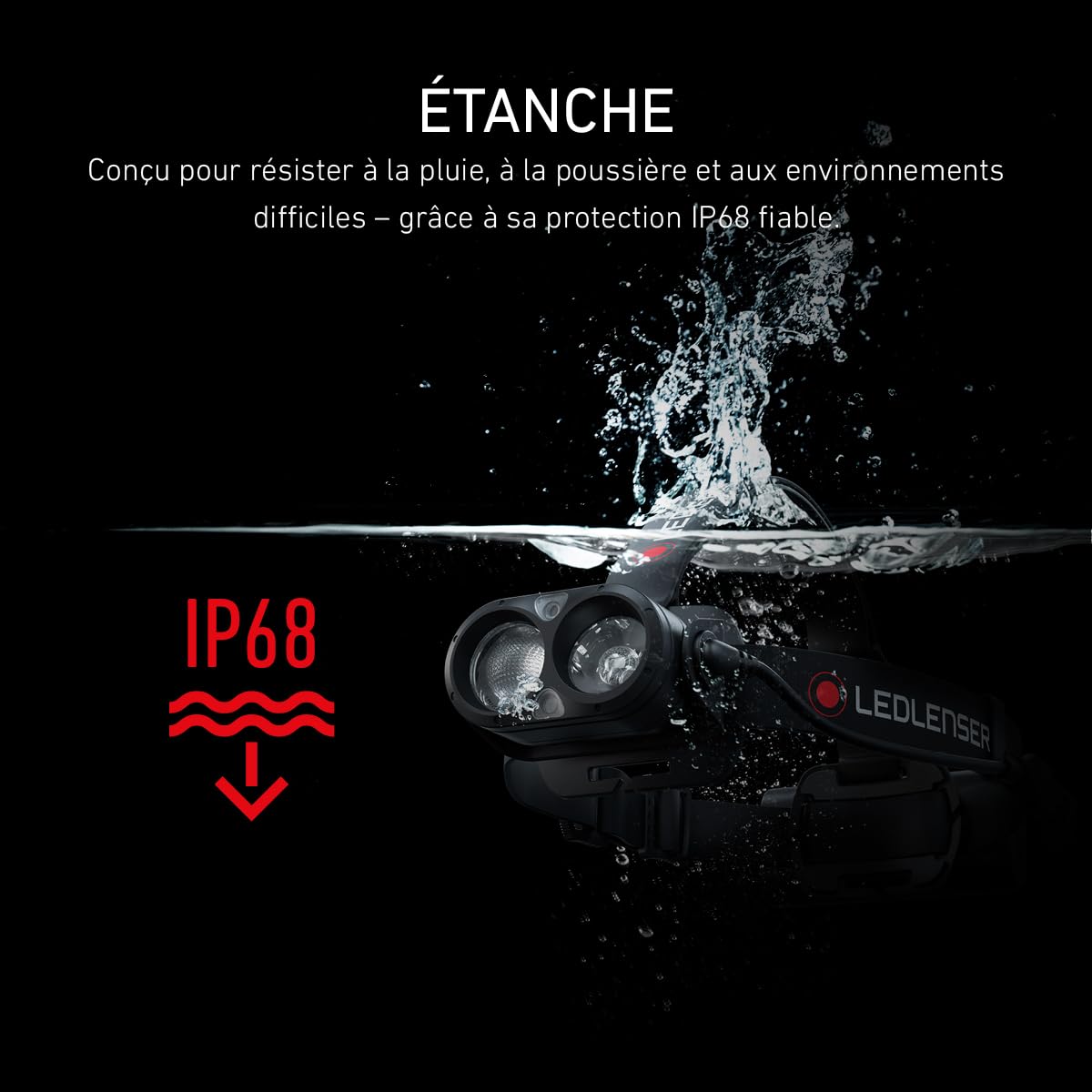 Ledlenser Lampe Frontale LED H19R Core, 3500 lumens, Rechargeable Batterie Lithium, lumière Rouge, étanche IP67, Constant Light, portée de 300m, Fusion Light, câble de Charge USB aimanté