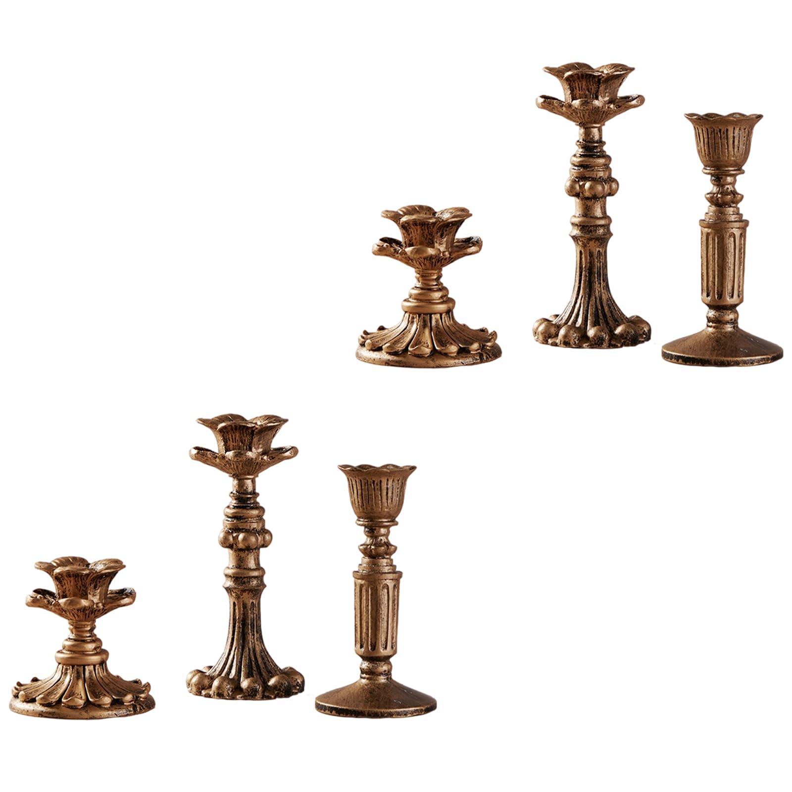 Kalttoy Multicolor Retro Candlestick Holders Copper Taper Holders For Table Centerpiece Wedding Christmas Home Decorations Copper Taper