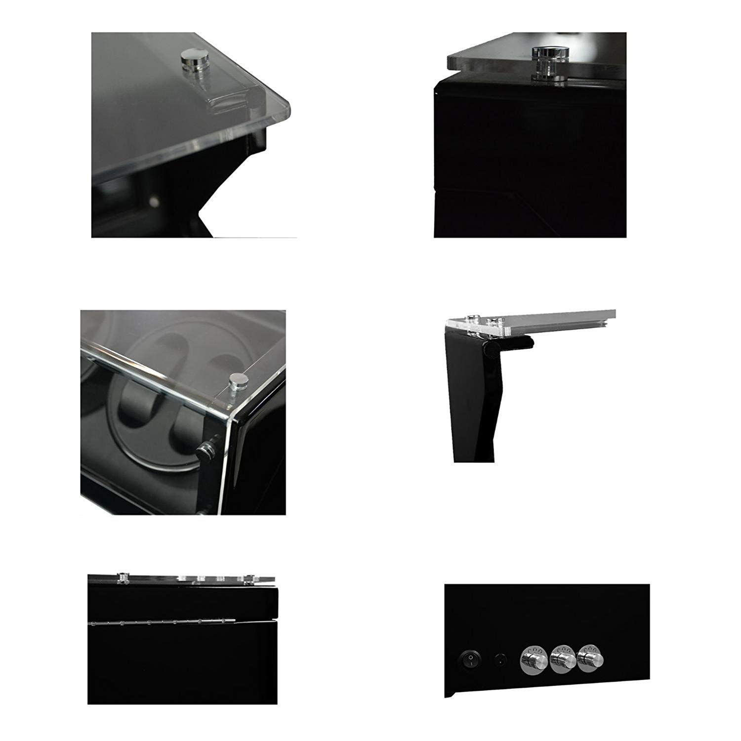 Guarda Winder Automatic 6 a Batteria Orologi silenziosi Orologi Visualizza Scatola di archiviazione Black1