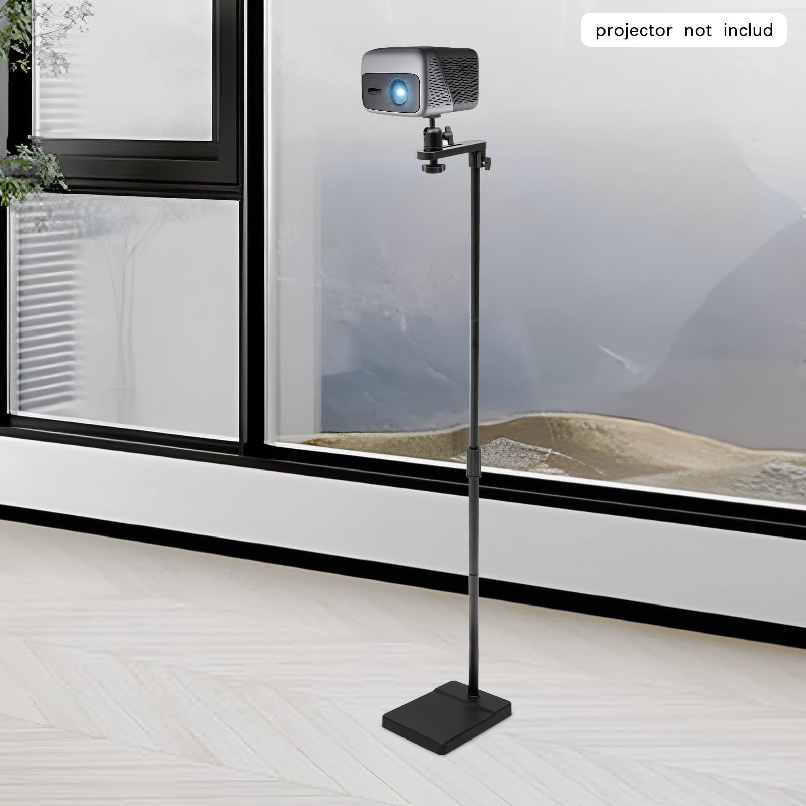 Support de sol pour projecteur, réglable en hauteur, 122 à 154 cm, rotation à 360 °, pour home cinéma, bureau, présentations, support de sol stable (noir)