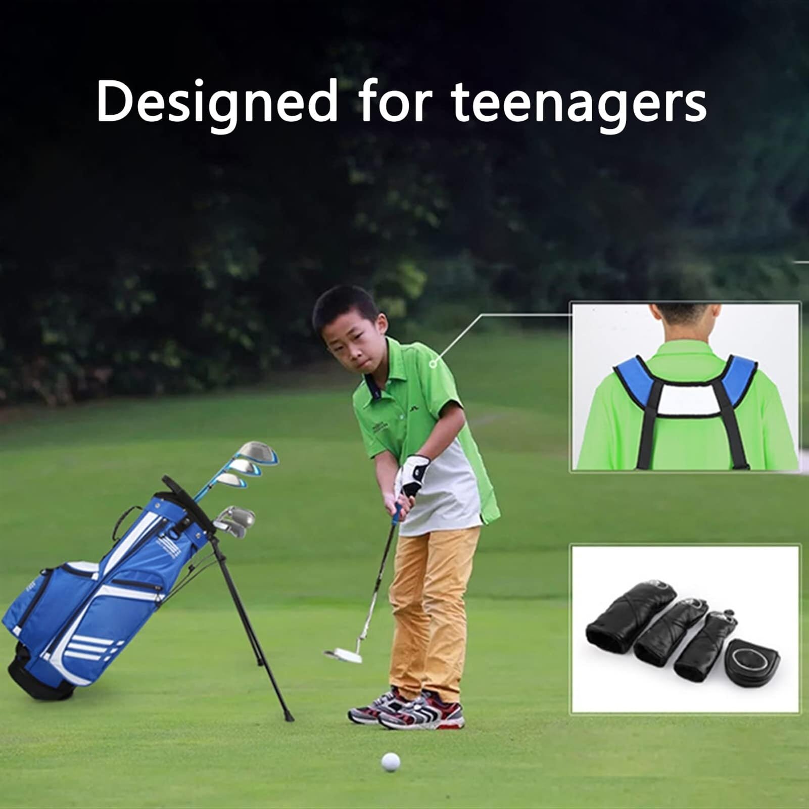 Juego de Palos de Golf Completo para niños, Juego de Golf para niños, 7 Palos de Golf para niños y Adolescentes, para niños de 120 a 165 cm de Altura, Regalo de cumpleaños de Navidad