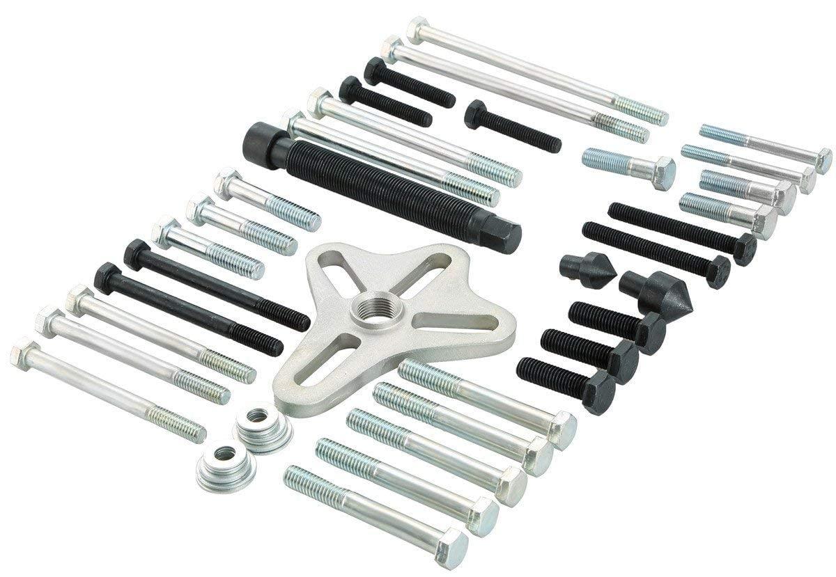 Juego de extractor de equilibrador armónico de 46 piezas, kit de extractor de volante, extractor de polea de cigüeñal, poleas y engranajes de cigüeñal para la mayoría de automóviles, camionetas, SU