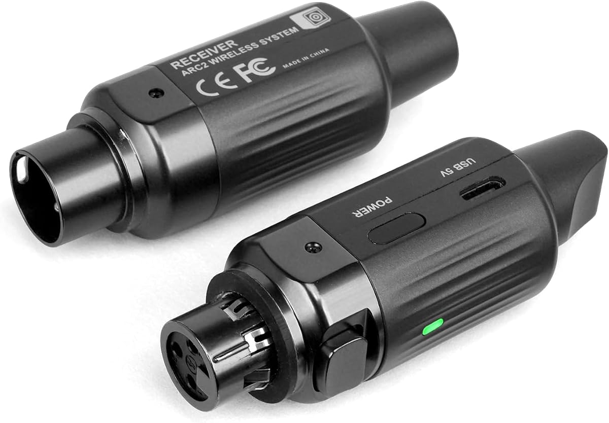 AROMA Transmisor y Receptor XLR Inalámbrico, Sistema de Audio con Micrófono Inalámbrico UHF para Mezclador PA de Micrófonos Dinámicos