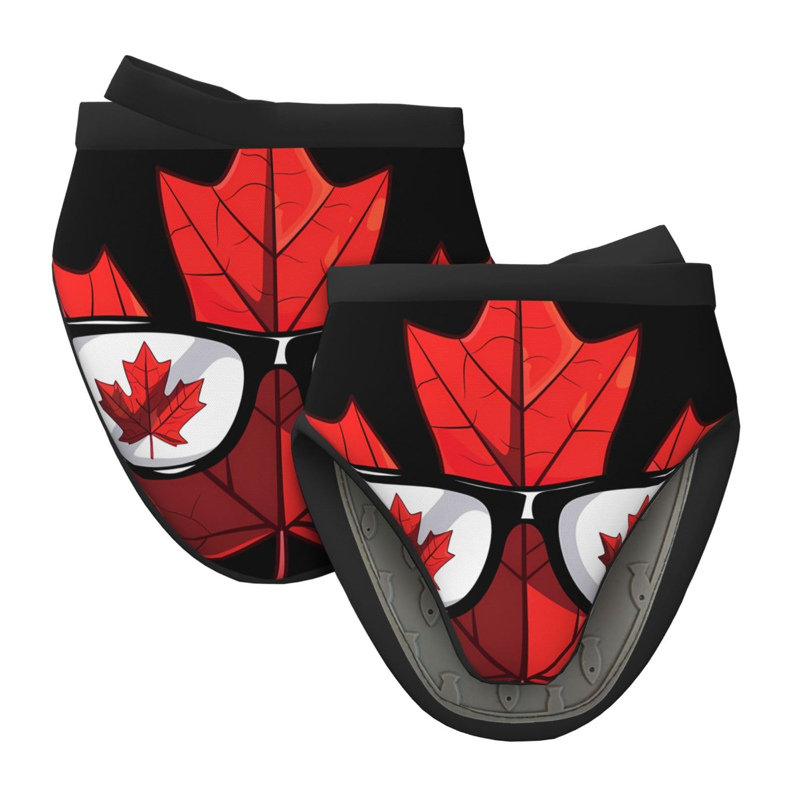Silicone Oven Mitts, Heat and Slip Resistant Kitchen Mittens 2-Pack Set, Happy Canada Day Funny Maple Leaf Short Soft Oven Gloves