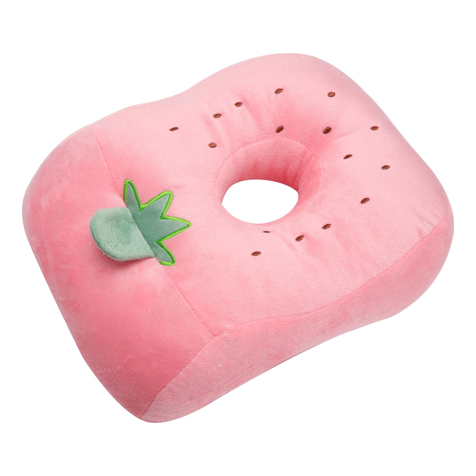 Poduszka do piercingu, poduszka z otworem, ergonomiczna poduszka pod kark, różowa, dla osób śpiących na boku, podczas południa, w podróży, do biura, samolotu, miękka, urocza poduszka do piercingu z