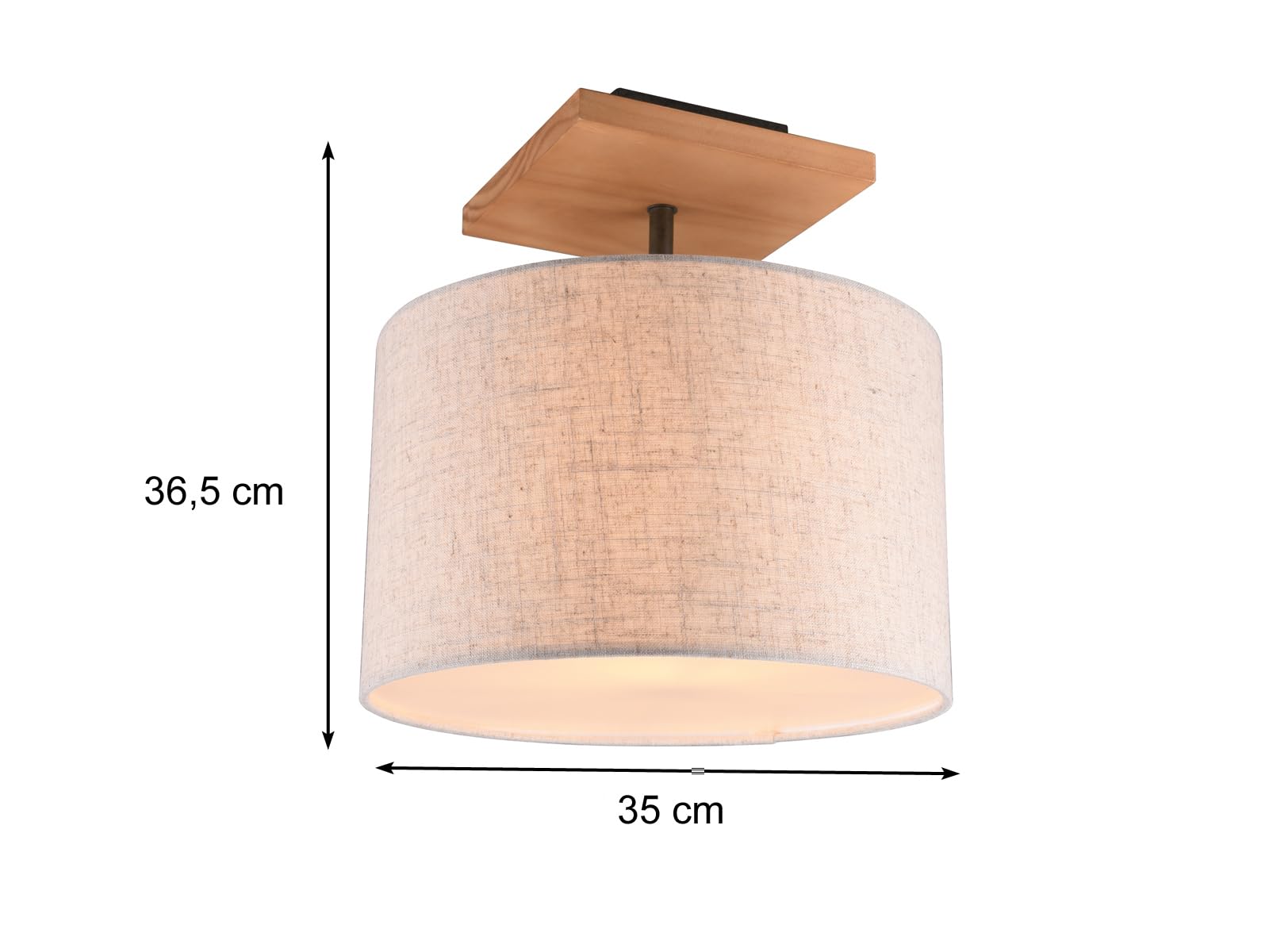 Deckenleuchte mit Stoff Lampenschirm in Leinenoptik Beige, Ø 35cm