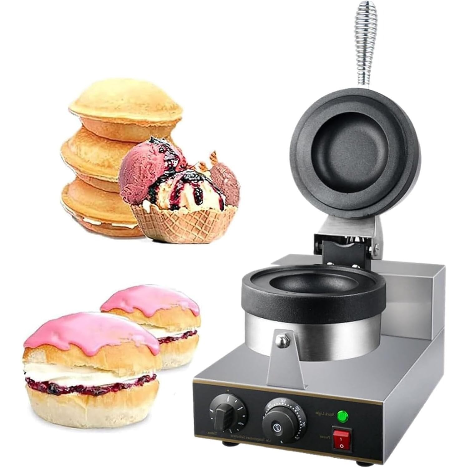 UofZc Ice Cream UFO Burger Maker, Electric Burger Waffle Maker, rotary Hamburger sandwich machine Non-stick Panini press waffle machine for Home Kitchen Use Breakfast