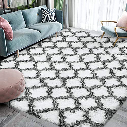 Promo Discount Up To 70% Off Homore Fluffy Bedroom Rug Super Soft Velvet Shaggy Plush Carpets 6x9 Feet, Shag Moroccan Area Rugs for Kids Girls Living Room Bed Home Decor, White