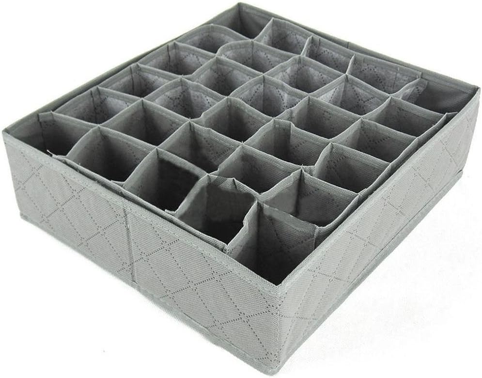 MYNC- 30 Grey Slots Compartments Wardrobe Drawer Socks Hanky Storage Unit Tidy Organiser Organizer Gift Present
