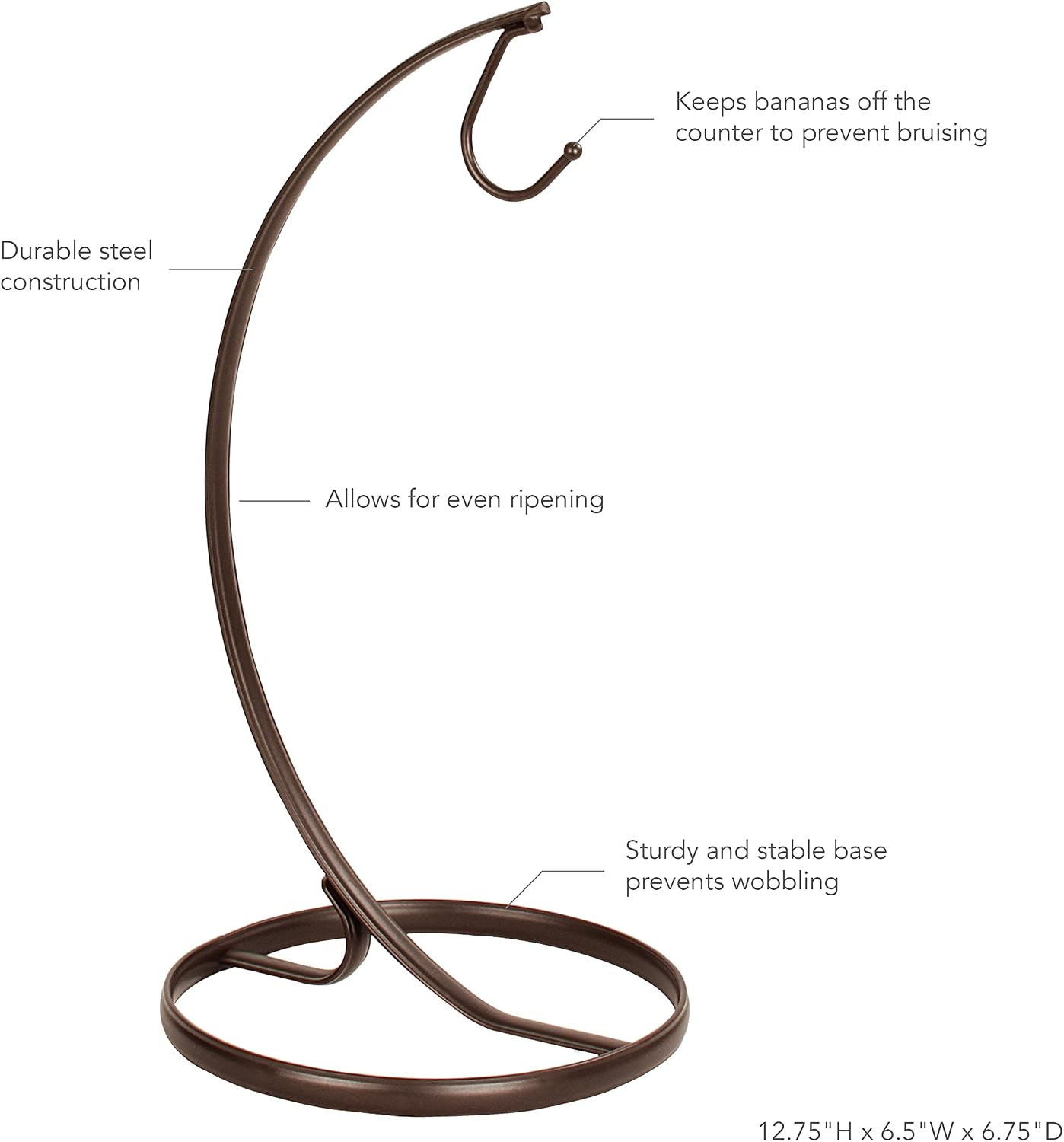 Spectrum Ashley Bronze Banana Hook Stand Modern Kitchen Countertop Fruit Hanger with Weighted Base, Standing Heavy Duty Steel Hanging Banana Holder Prevents Bruising Keeping Grapes Tomatoes Fresh image 2