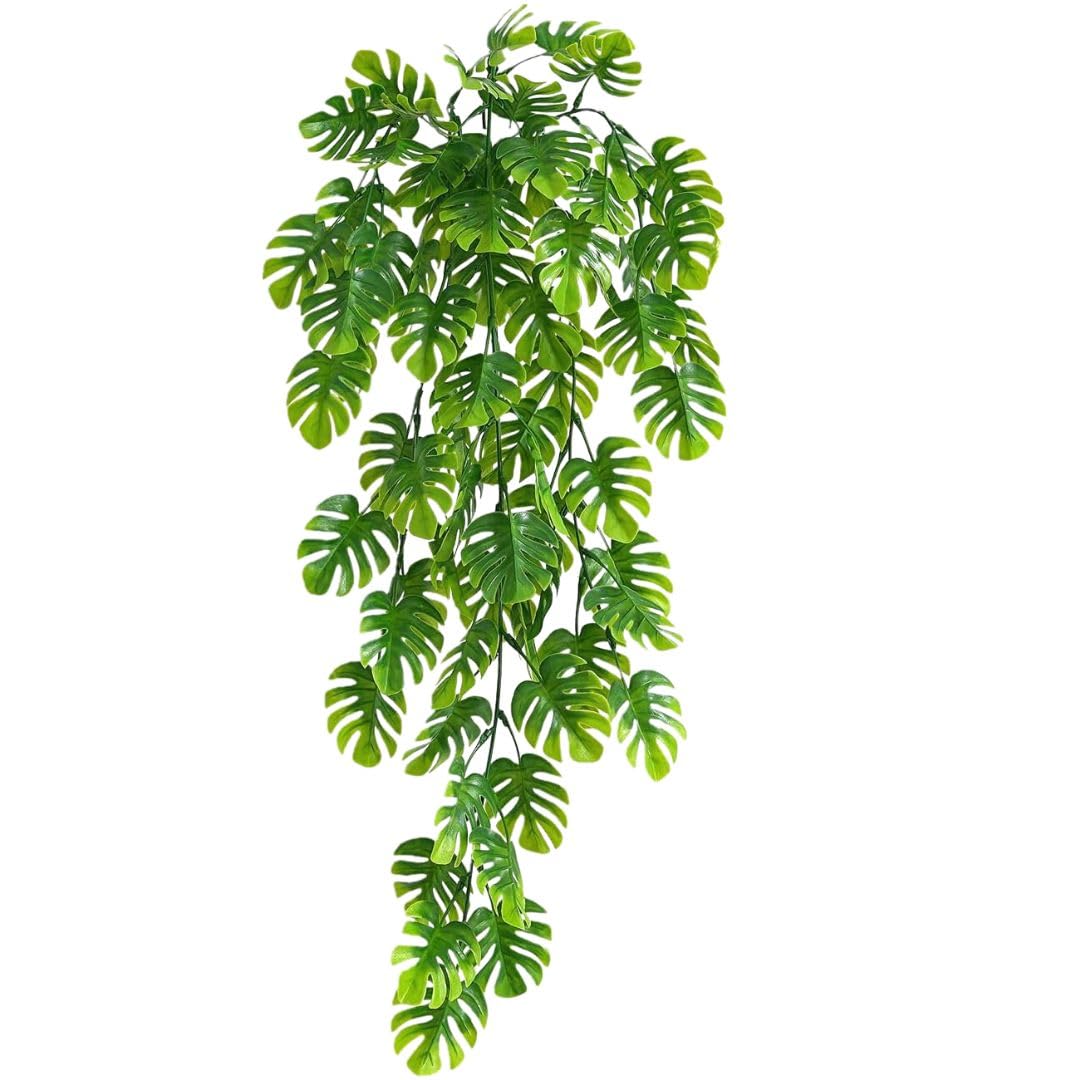Dekorly Artificial Vines Fake Greenery Garland Willow Leaves Faux Hanging Plants Trailing Weeping Ivy Drooping Realistic Home Office Christmas Holiday Decor (Monstera, One Vines | 80CM)