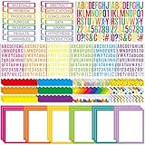Sinload 92 Pcs Science Fair Board Supplies 60 Trim Scalloped Poster Boards 18 Presentation Subtitles 6 Project Titles 8 Letter Sticker for Classroom Display Boards(Colorful,Wave)