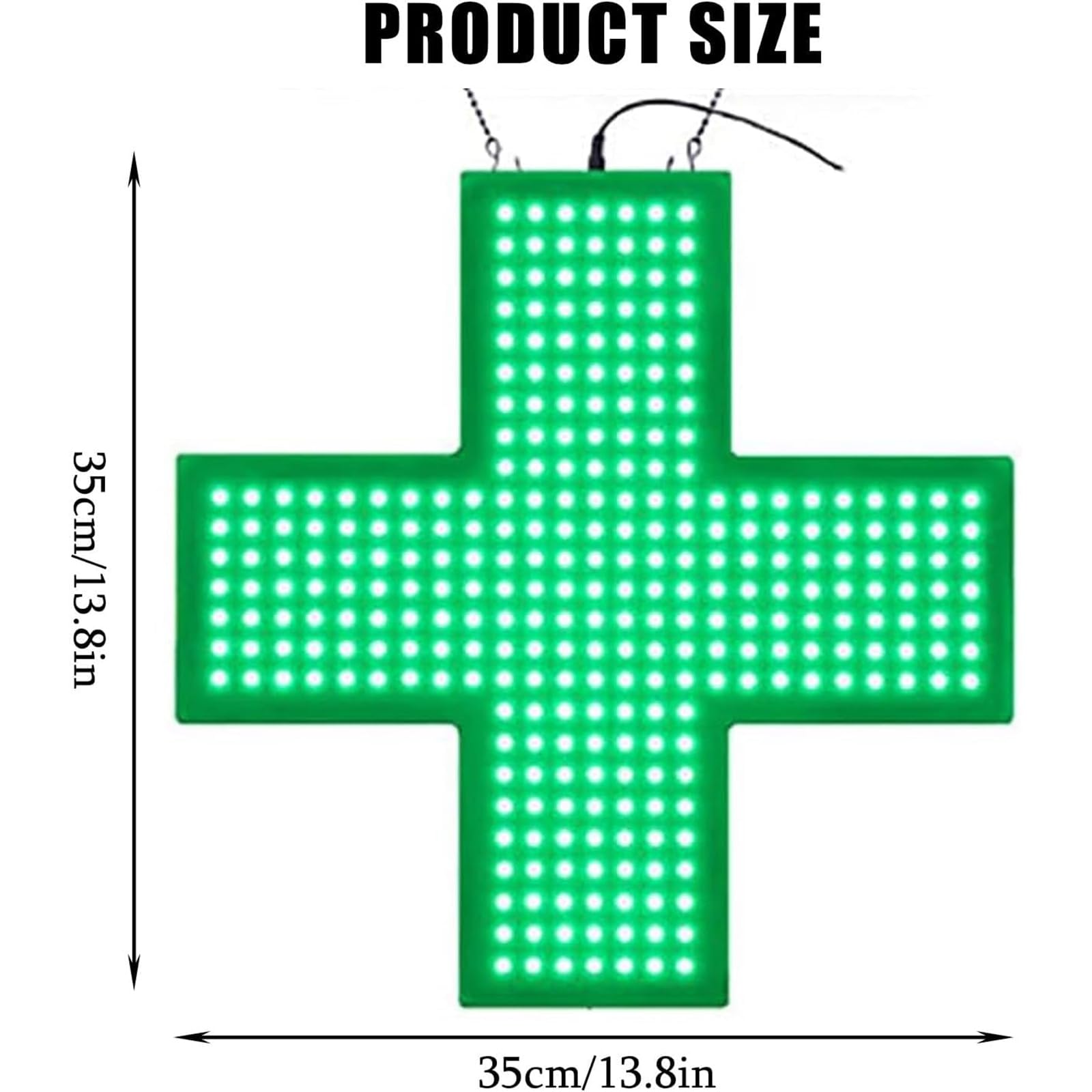 Letrero LED De Cruz Médica De 35 * 35 Cm, Luz De Cruz para Farmacia con Cadena Metálica Colgante, 3 Modos De Iluminación, Fácilmente Reconocible, Duradero Y De Bajo Consumo, para Farmacias