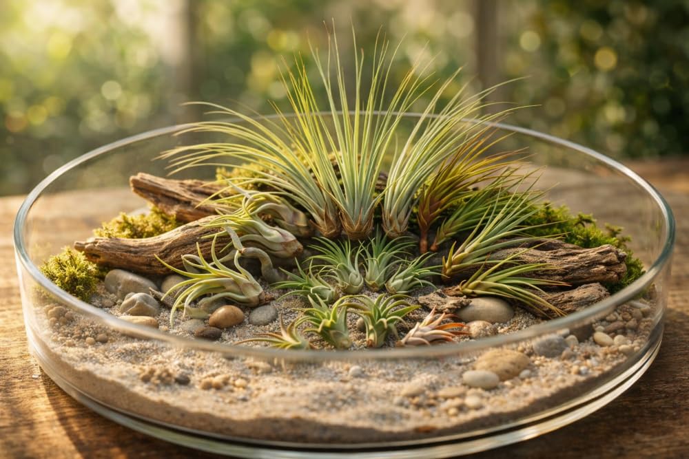 Lot de 20 Tillandsias (5 Variétés x4) – Plantes Aériennes 5–22 cm – Entretien Facile sans Terre – Broméliacées – Plantes Décoratives pour Maison, Terrarium, Bureau & Cadeau – Emballage Sans Plastique