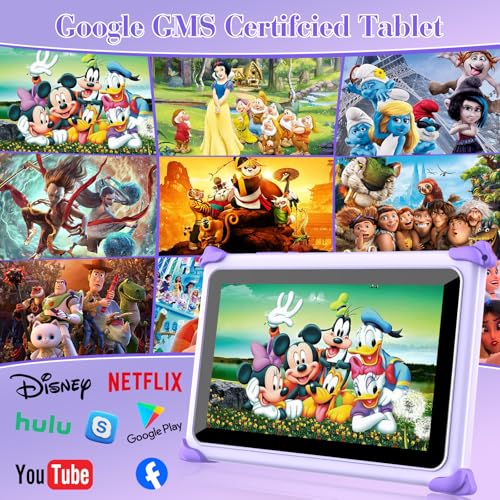 Image of Kids Tablet 7 inch Tablet for Kids 3-12 32GB Toddler Children's Tablets with WiFi, YouTube, Baby Tablets with Shockproof Case, IPS Screen Parental Control GMS Education Games for Girls Boys (Purple)