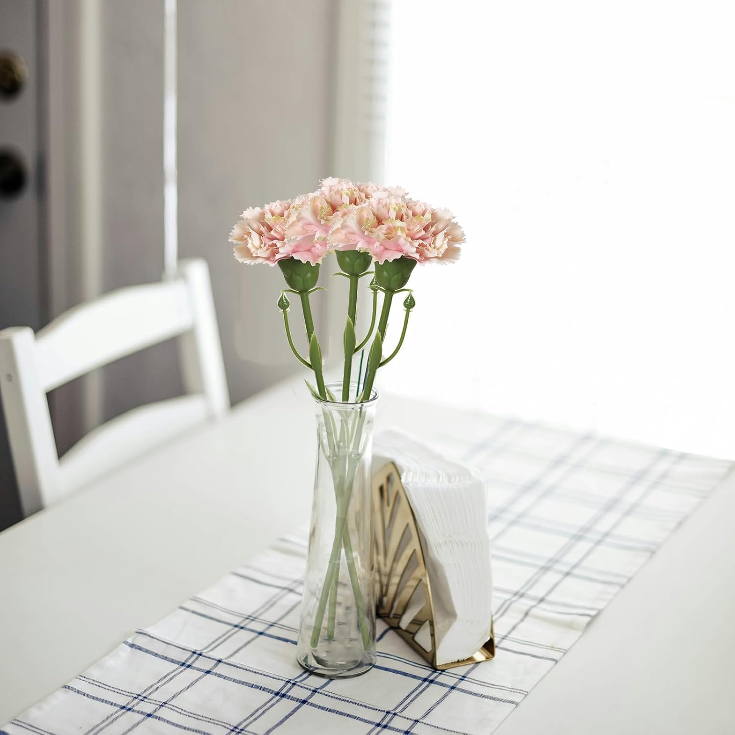 Light Pink Artificial Carnation Silk Flowers 15pcs Fake Carnation Pink Artifcial Flowers with Stems for Home Decor Wedding Bridal Bouquet Anniversary Birthday Floral Arrangements (Light Pink - Image 6