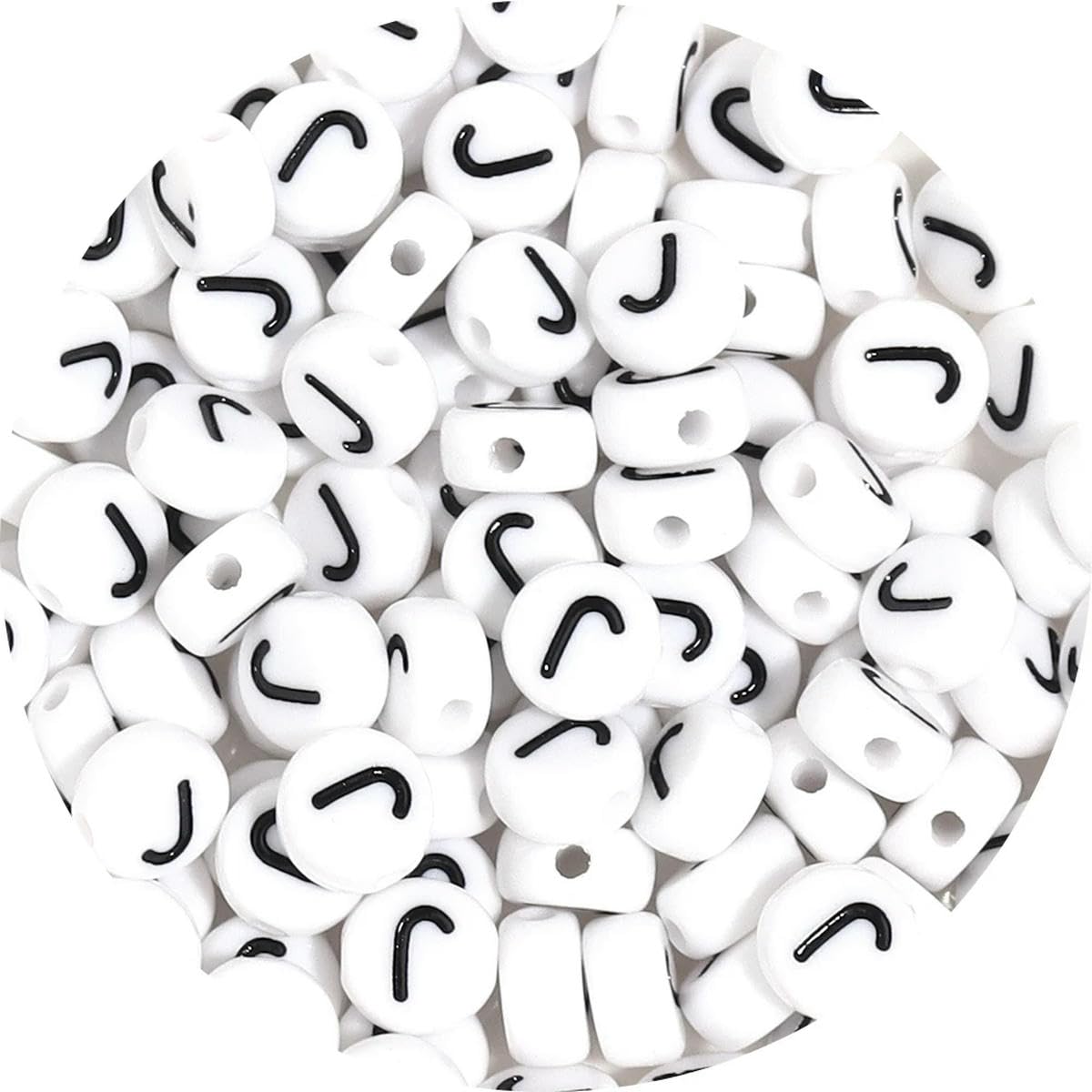 HUIOYG 100pcs/Lot Alphabet Beads Flat Round Letter Acrylic for Jewelry Making