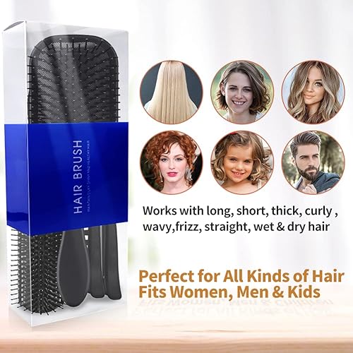 Miniatura 7 de Unibana - Juego de 6 cepillos para desenredar el cabello para mujeres y hombres juego de cepillo rizado y peine para cabello grueso húmedo seco