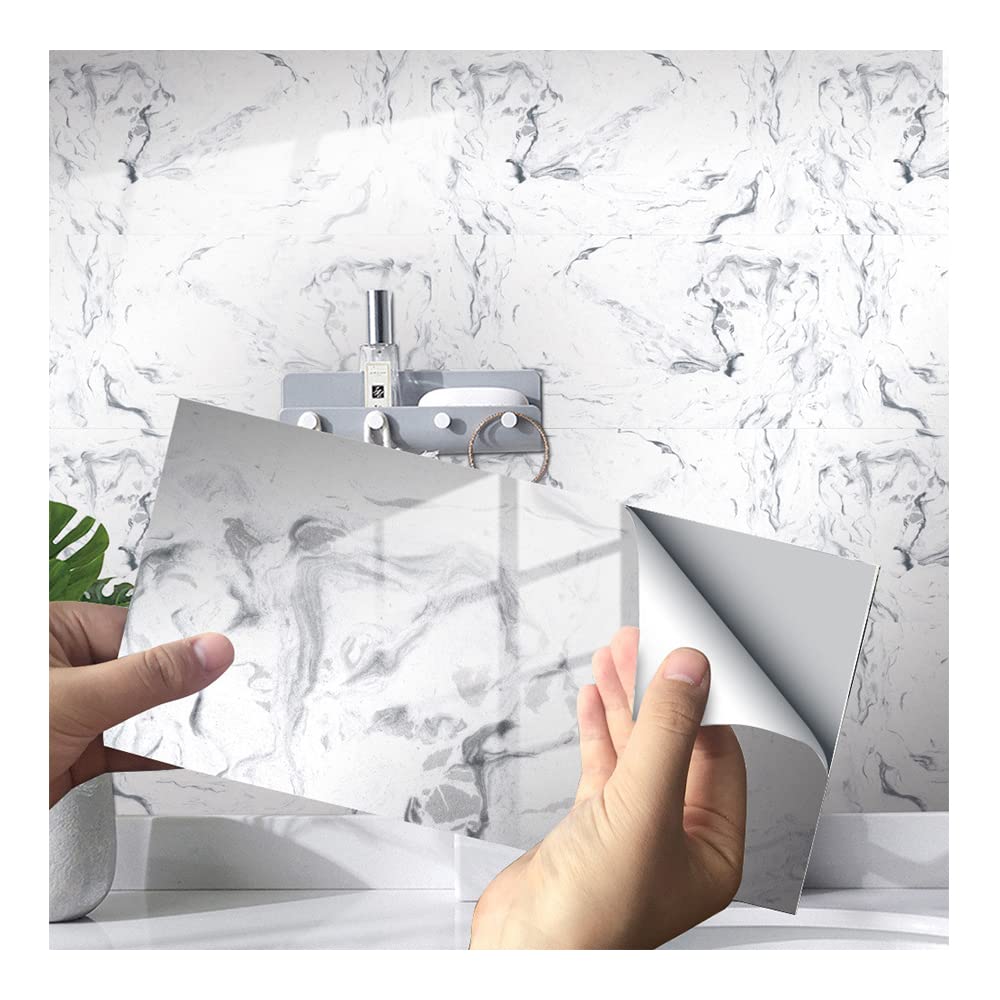 Adesivi per piastrelle di marmo per bagno cucina nuovo PVC impermeabile a prova di olio DLY bastone autoadesivo Blacksplash piastrelle adesivi 30 x 16 pollici (30x15cm(12"x6") - 32PCS, DLS038)