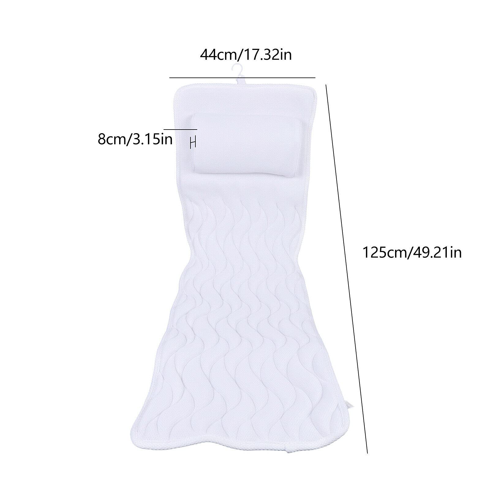 Tapis de Bain Douche Antidérapant Blanc 44 x 125 cm - Ventouse pour Absorber la Baignoire