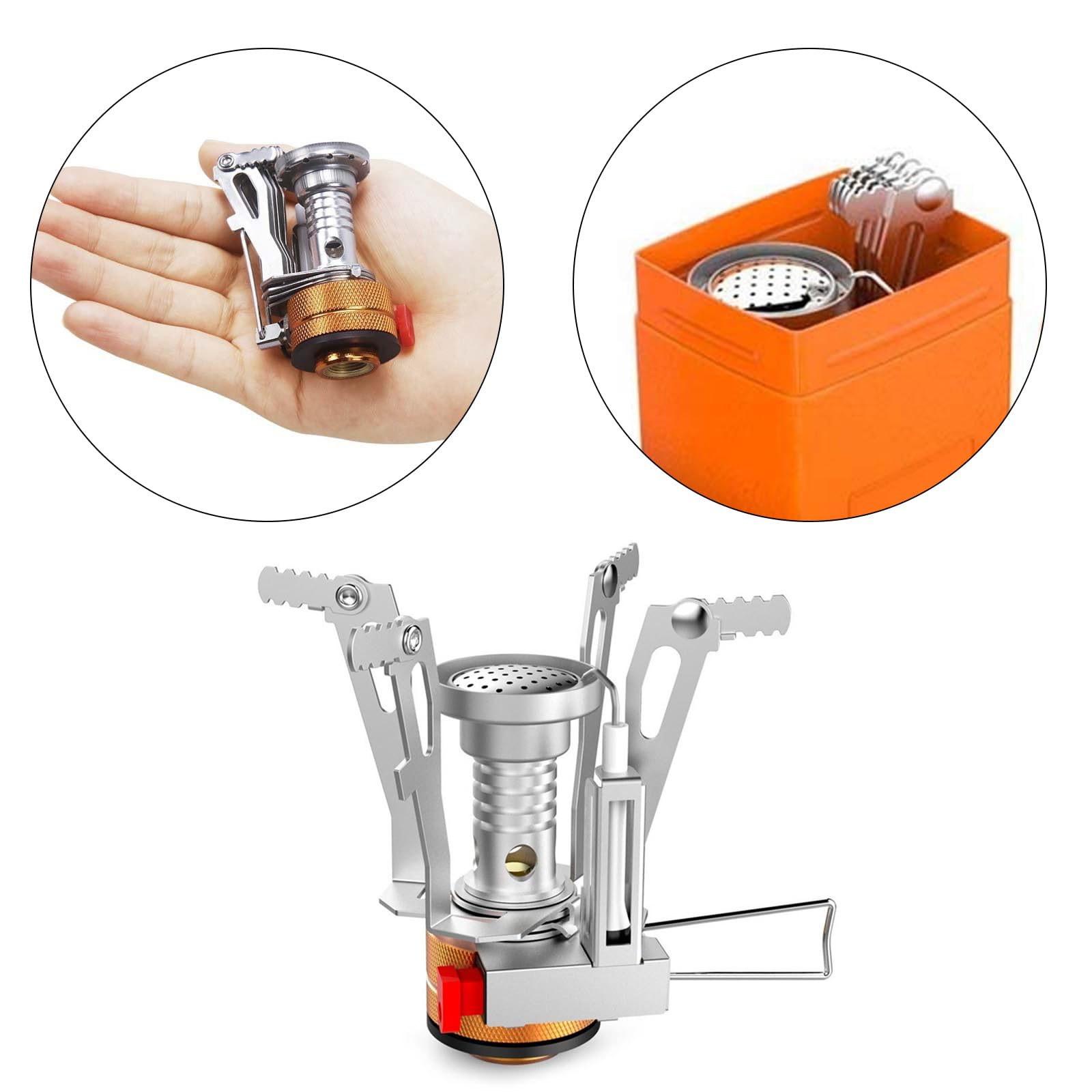 Mini fornello a gas 3000 W per esterni, con accensione piezoelettrica, portatile e compatto, bruciatore a gas per campeggio, trekking, picnic, con scatola per il trasporto