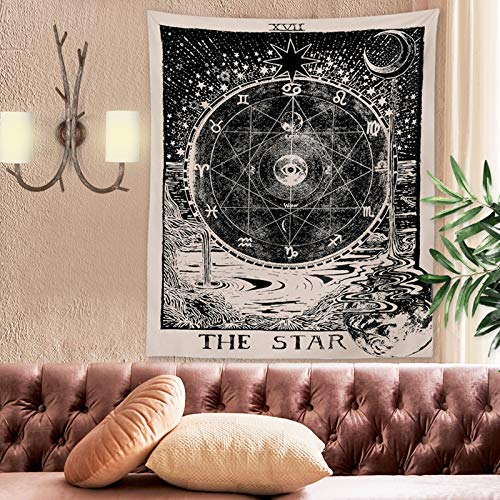 Inthouse Tarot Star Tapestry Wall Tapestry Wall Hanging Psychedelic Tapestry Celestial Tapestry Medieval Tarot Decor Wall Tapestry For Bedroom Living Room College Dorm Room (The Star, 51”X59”) #TOP2