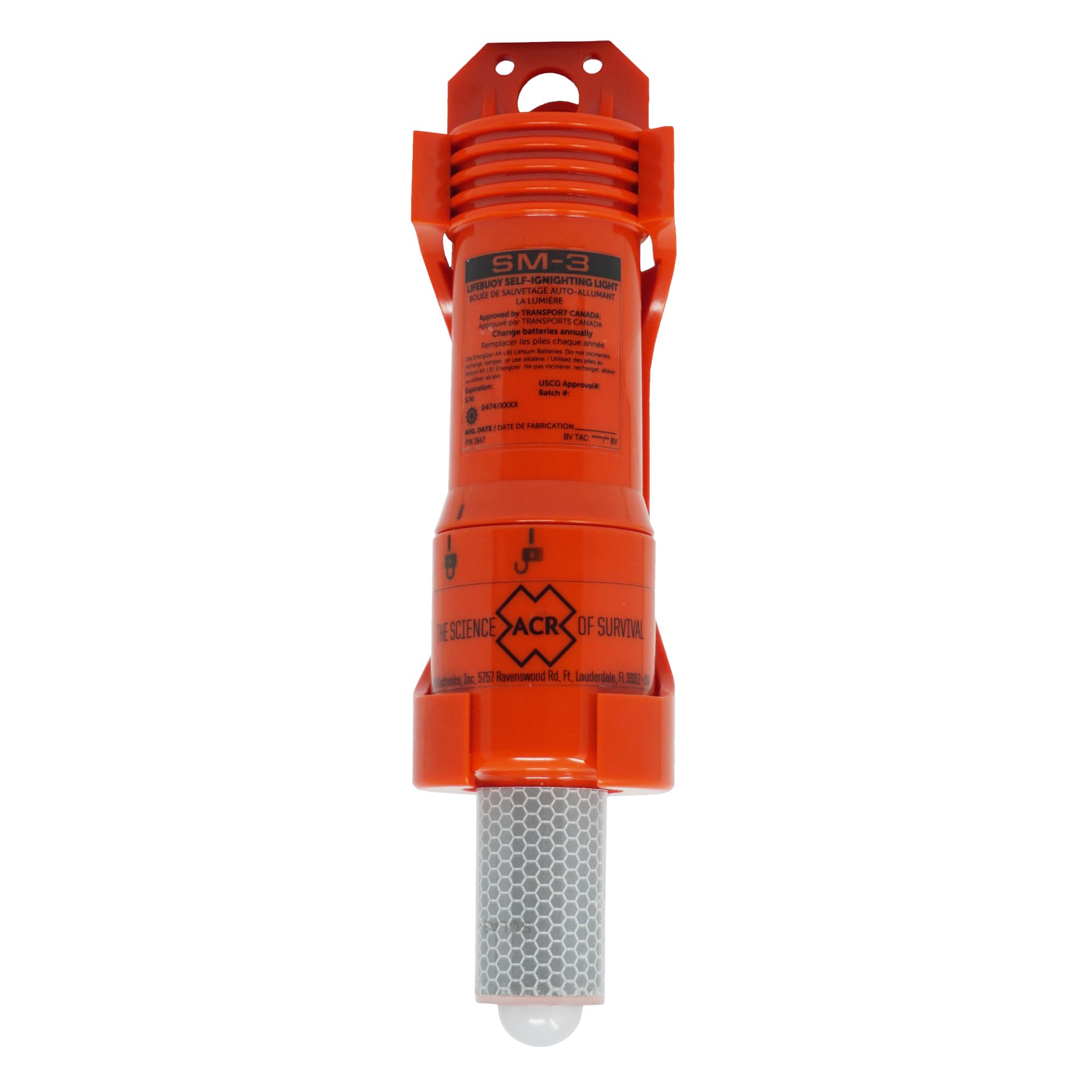ACR SM3 Luz Marcadora Autoencendida para Aro Salvavidas, Aprobada por USCG, SOLAS y MED, Reemplazo Directo de SM2, Garantiza Visibilidad Confiable en Emergencias [Clase Energética B]